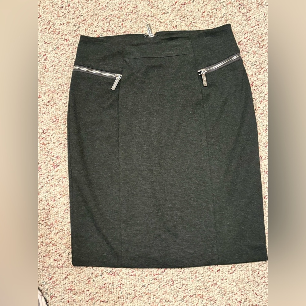 Michael Kors Gray Pencil Skirt with Zipper Details